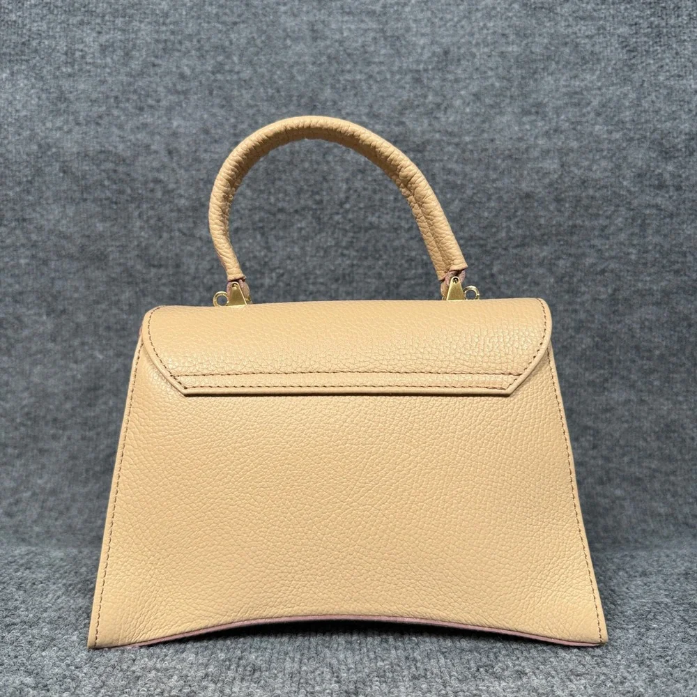 Arcadia Miele Arco Satchel Shoulder Bag Cream Genuine Leather Detachable Strap